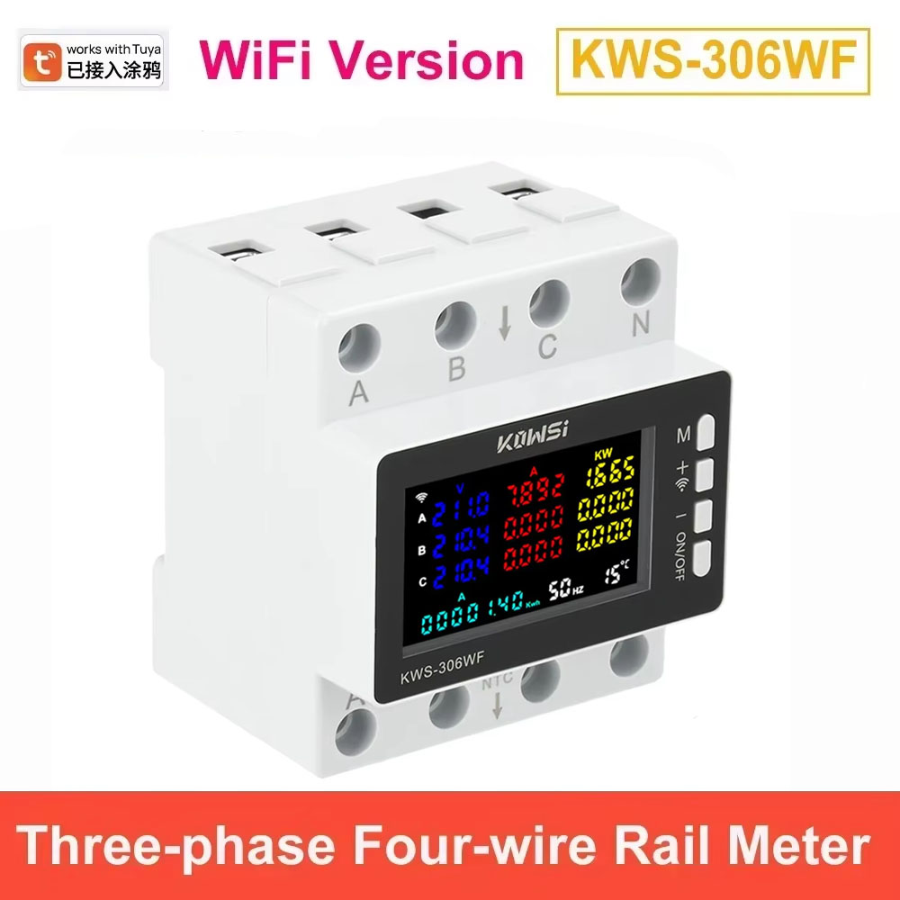 Energy Meter Din Rail Wifi - Pengukur Daya WiFi Tuya, Monitor Energi