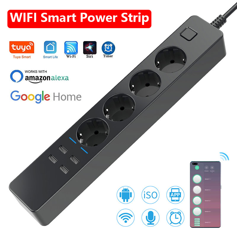 Smart Power Strip 4 Outlet Usb - Stop Kontak Pintar WIFI dengan 4