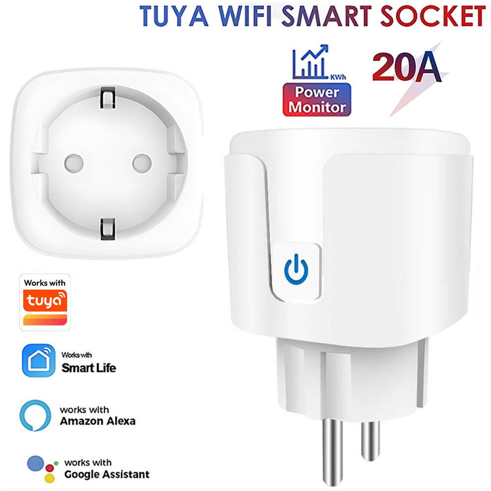 Smart Plug Energy Monitoring Wifi - Bekerja dengan Aplikasi Tuya Smart Life,