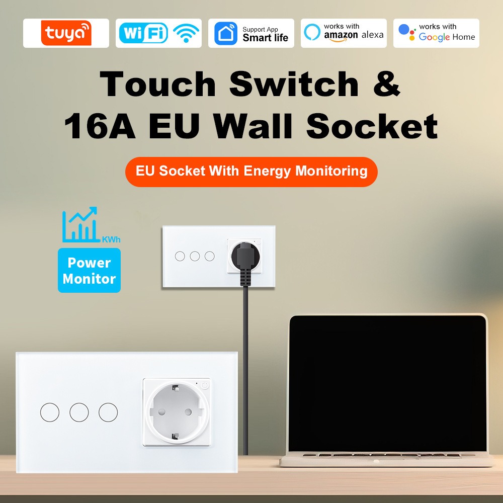 Smart Socket 16A Tuya App - Stop Kontak Dinding Cerdas WiFi 16A