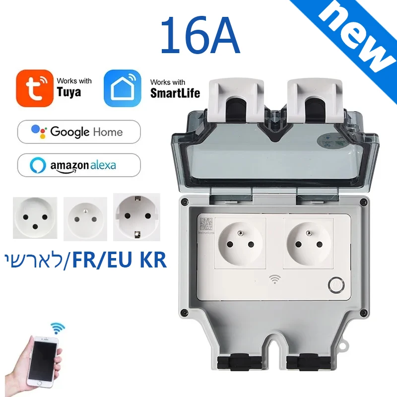 Smart Plug Energy Monitoring Wifi - Tuya soket daya IP66 luar ruangan
