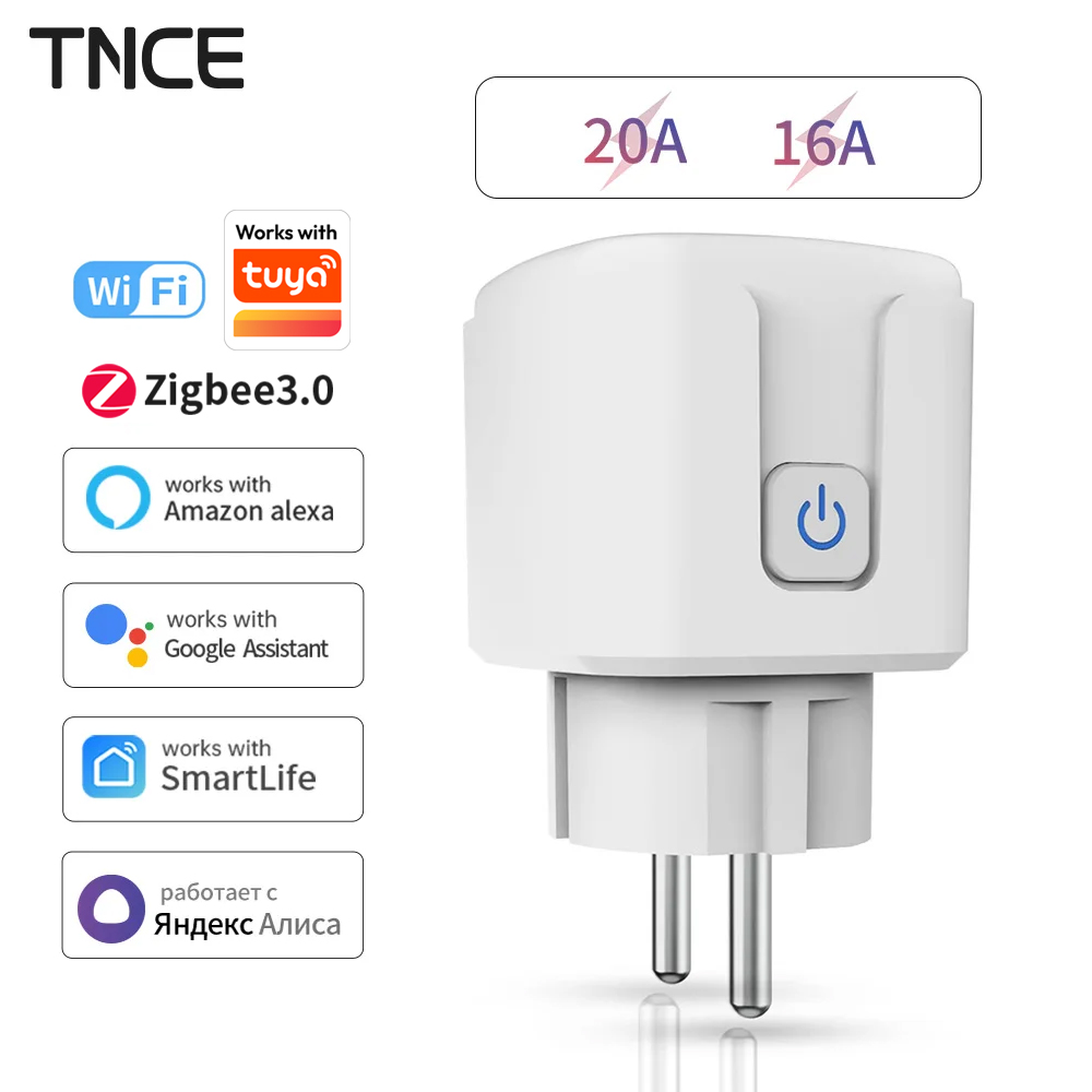 Smart Plug Energy Monitoring Wifi - TNCE Tuya WiFi/Zigbee 16A/20A EU Plug