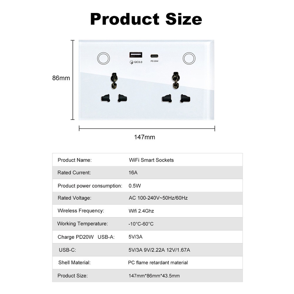 Smart Socket 16A Tuya App - Stop Kontak Pintar WiFi Tuya APP