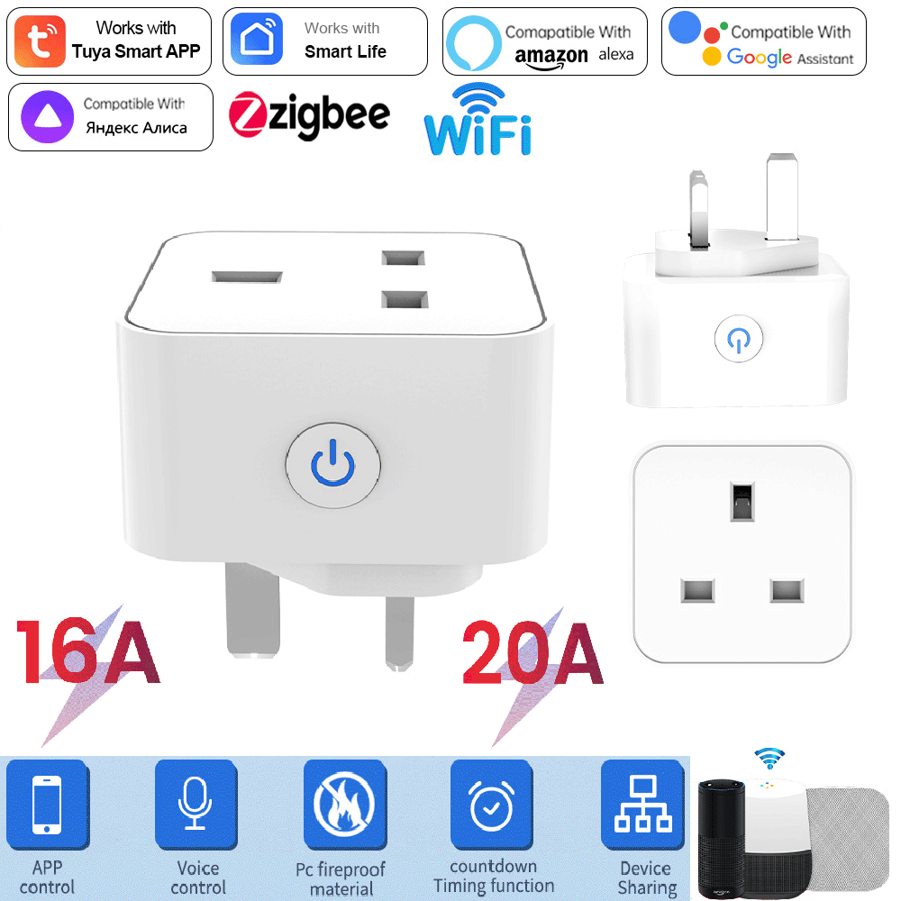 Smart Plug Energy Monitoring Wifi - Tuya Smart Socket 16A/20A WiFi atau