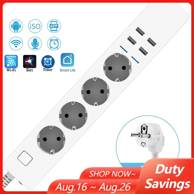 Smart Power Strip 4 Outlet Usb - Stopkontak Pintar WIFI Multifungsi 8-in-1 dengan