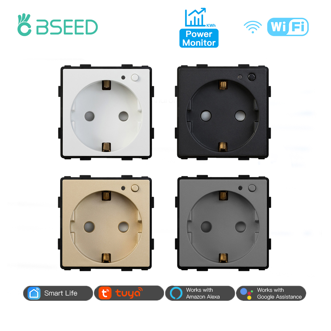 Smart Socket 16A Tuya App - BSEED EU Stannard, soket listrik Wifi