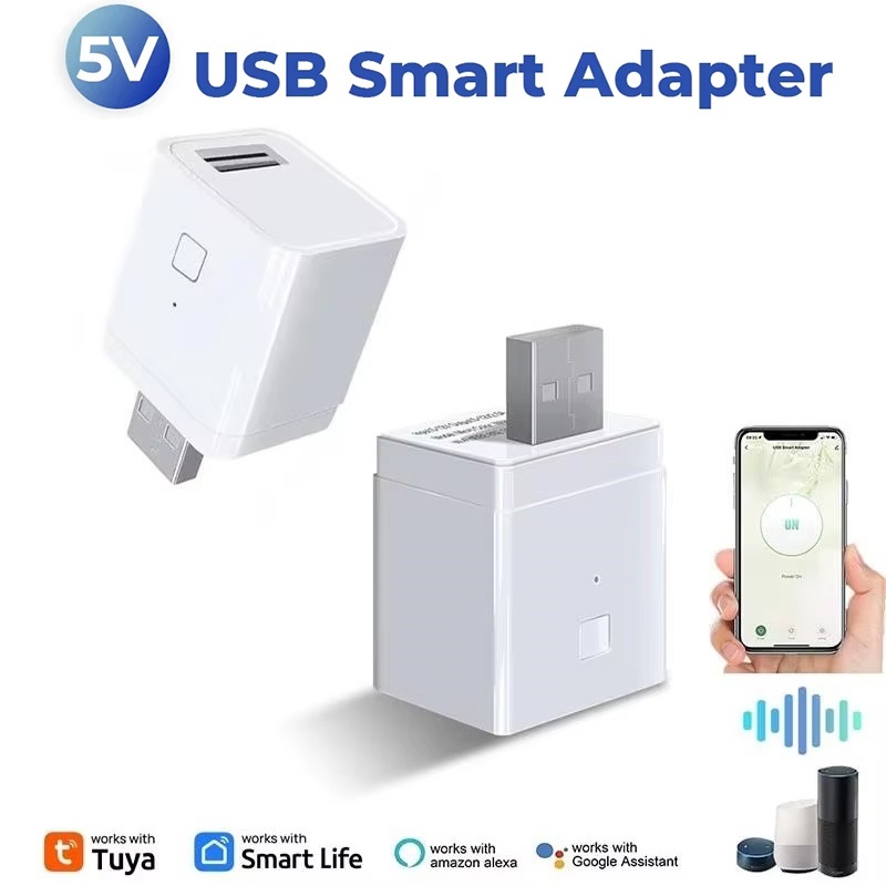 Smart Plug Mini Alexa Google - Adaptor USB Cerdas 5V, Adaptor Daya