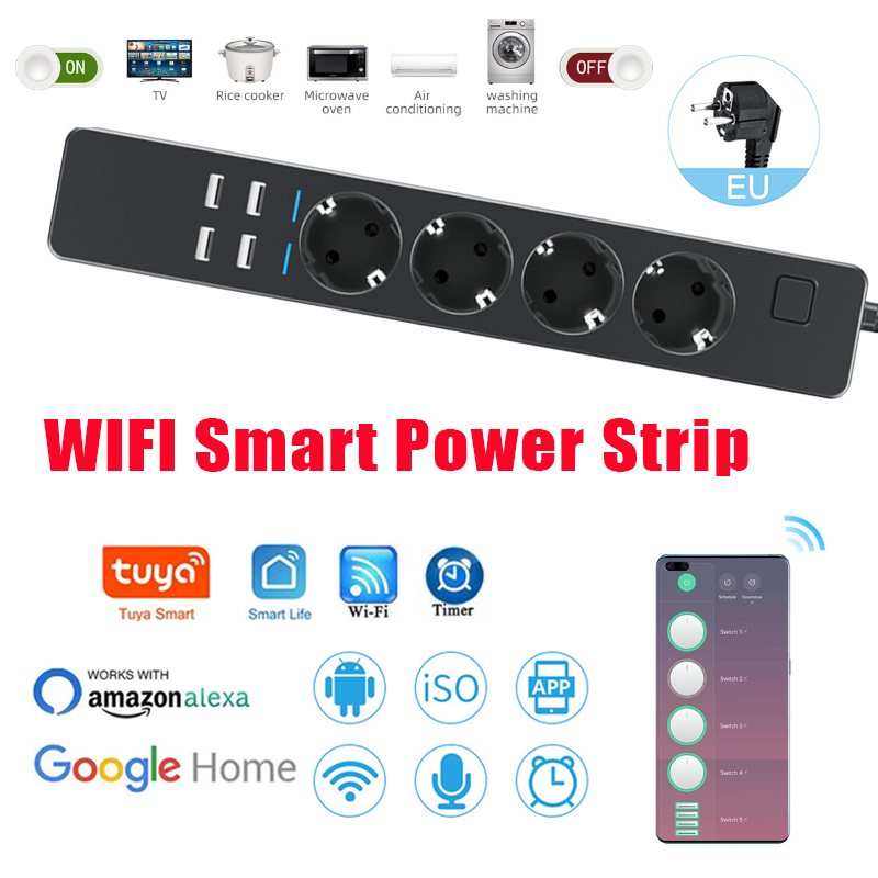 Smart Power Strip 4 Outlet Usb - Stop Kontak Pintar dengan 4 Colokan