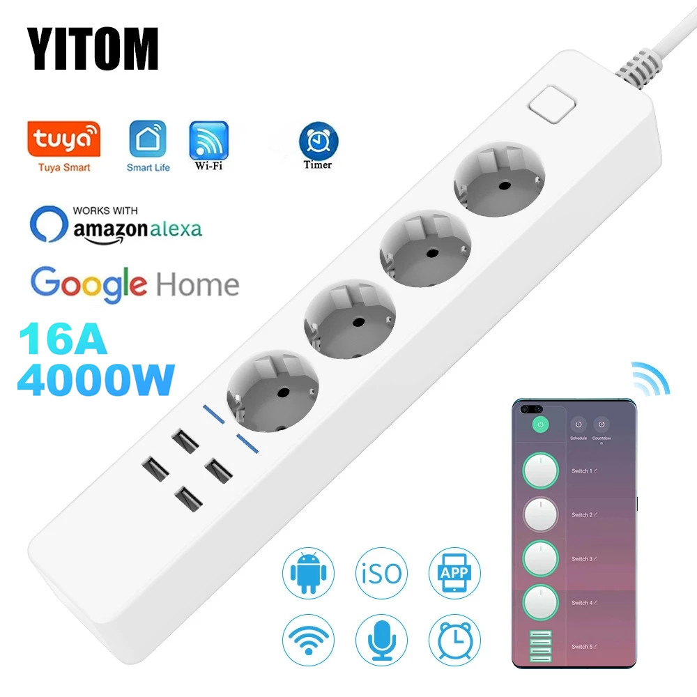 Smart Power Strip 4 Outlet Usb - Smart Power Strip Wifi 4 Outlet