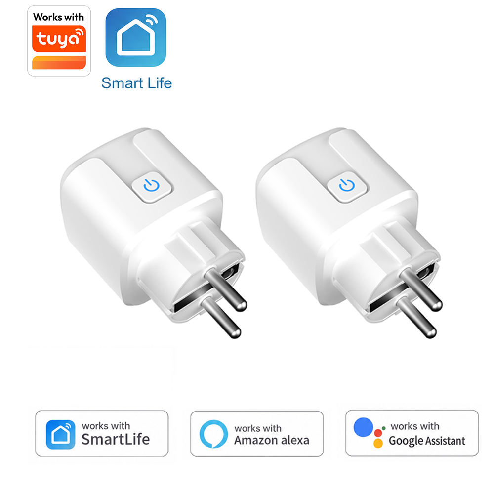 Smart Plug Energy Monitoring Wifi - Tuya EU Smart Plug Mendukung Wi-Fi,