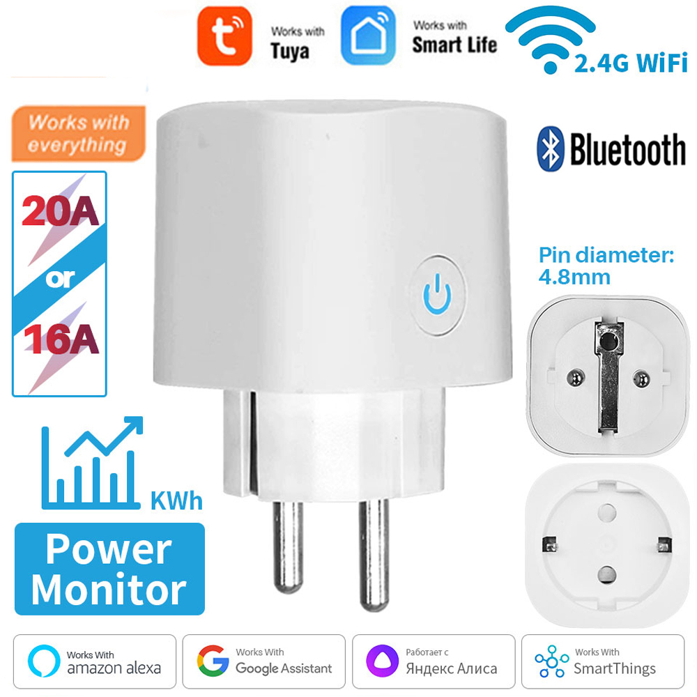 Smart Socket 16A Tuya App - Stop Kontak Pintar WiFi Standar EU