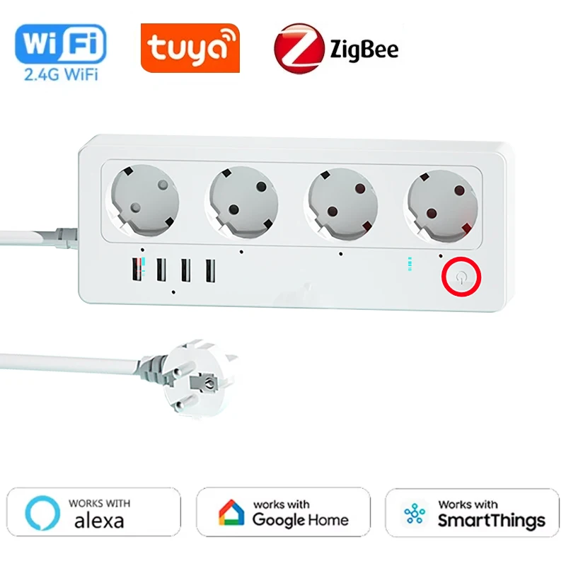 Smart Power Strip 4 Outlet Usb - Stop Kontak Pintar WiFi ZigBee dengan