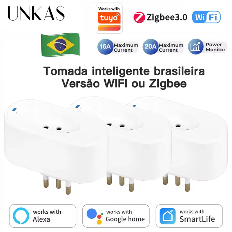 UNKAS Bekerja dengan Tuya Braz - Smart Plug Energy Monitoring Wifi ulasan dan harga