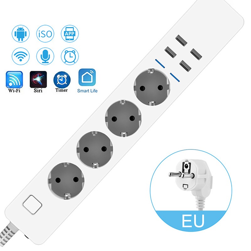 Stop Kontak Pintar Tuya Wifi 4 - Smart Power Strip 4 Outlet Usb ulasan dan harga