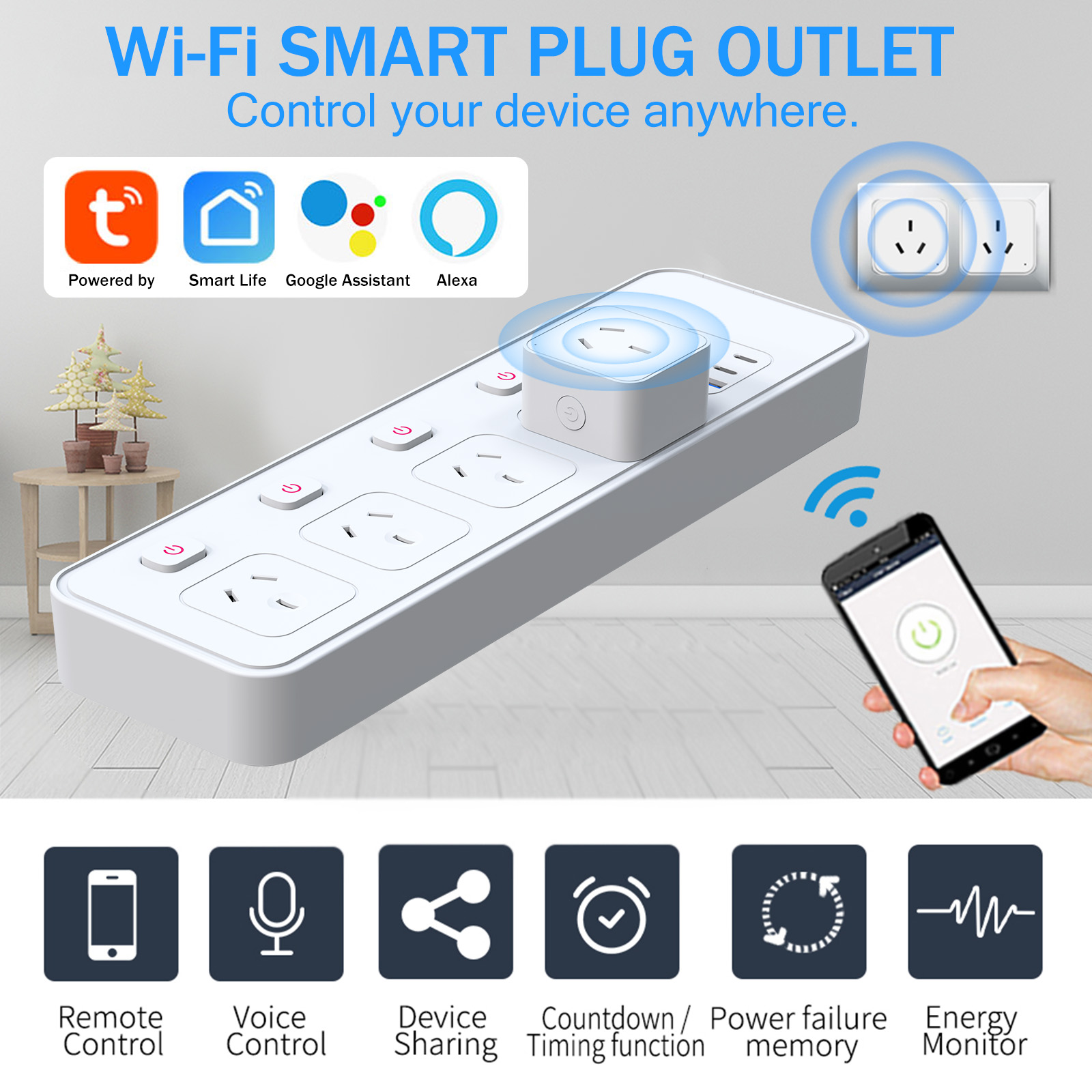 AU Smart WiFi Plug and Socket, - Smart Plug Energy Monitoring Wifi ulasan dan harga