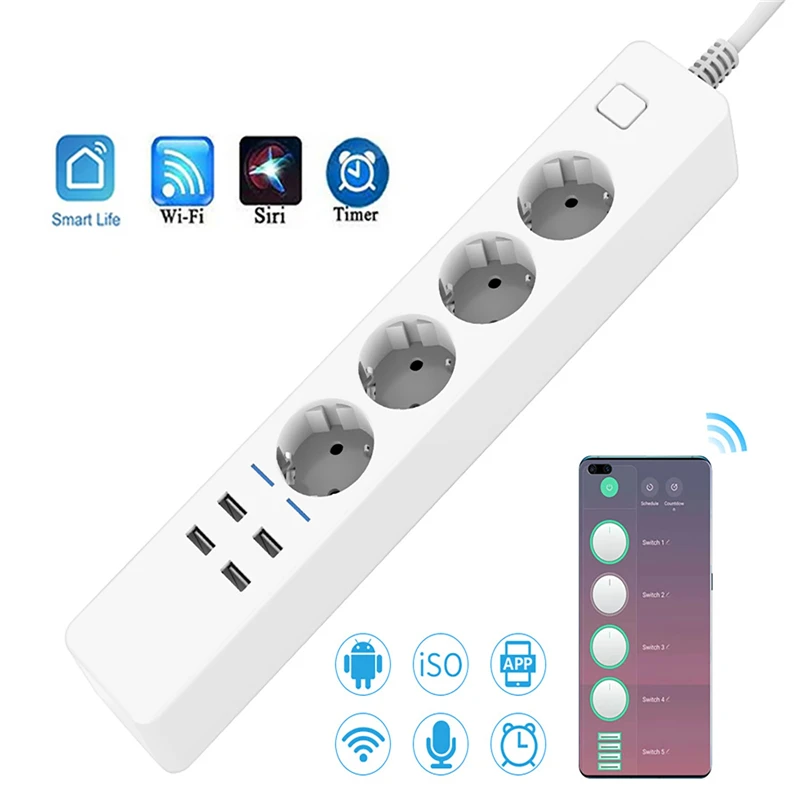 Stopkontak Pintar WIFI Multifu - Smart Power Strip 4 Outlet Usb ulasan dan harga