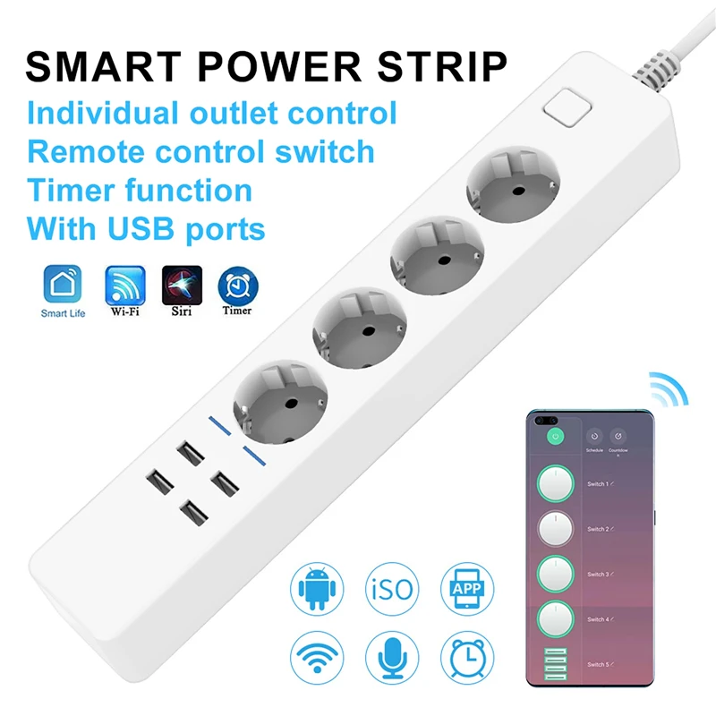 Stopkontak Pintar WIFI Multifu - Smart Power Strip 4 Outlet Usb ulasan dan harga