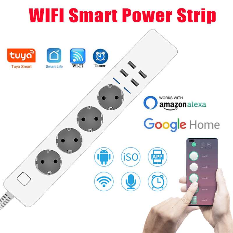 Strip Daya Pintar WIFI 4 Stopk - Smart Power Strip 4 Outlet Usb ulasan dan harga