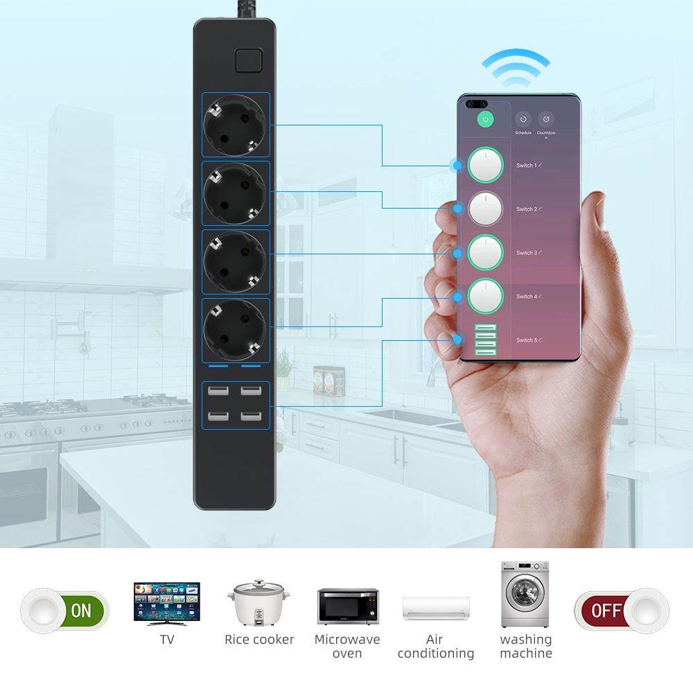 Stop Kontak Pintar Wifi 1.8M 3 - Smart Power Strip 4 Outlet Usb ulasan dan harga