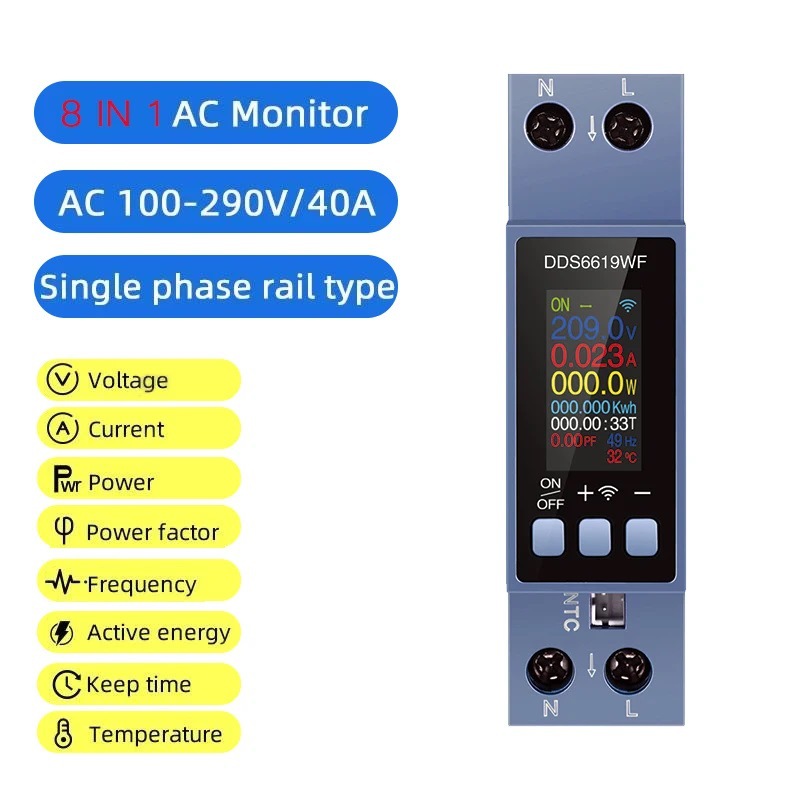 8 in 1 Power Meter WiFi Tuya D - Energy Meter Din Rail Wifi ulasan dan harga