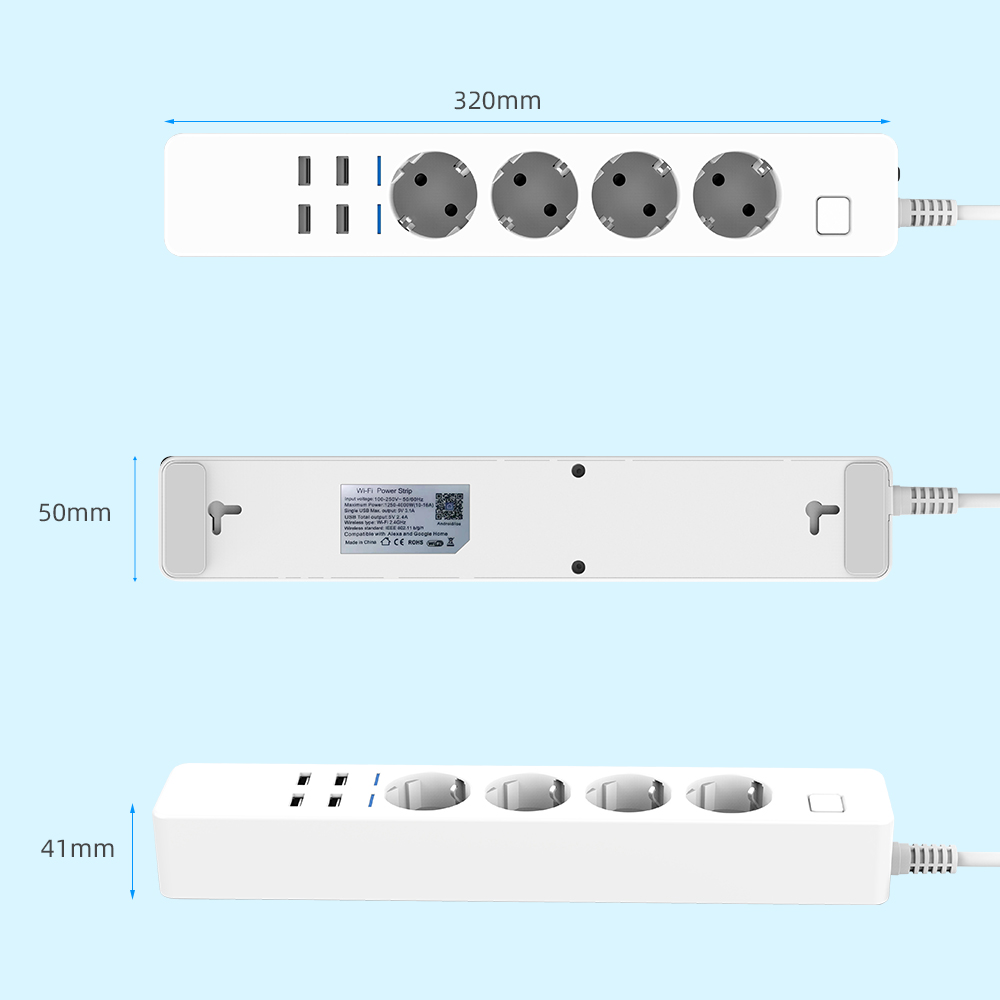 Smart Power Strip Wifi 4 Outle - Smart Power Strip 4 Outlet Usb ulasan dan harga